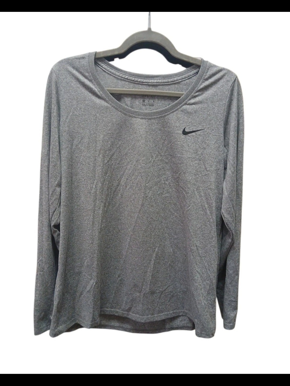 Nike Women's Grey Long Sleeve Dri-FIT Top XL